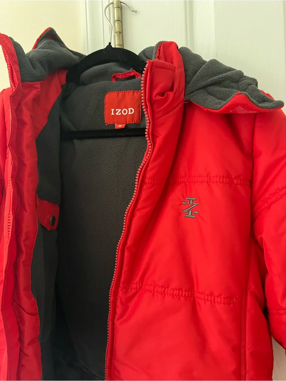 Izod Red Kids' Puffer Jacket with Hood Size 18